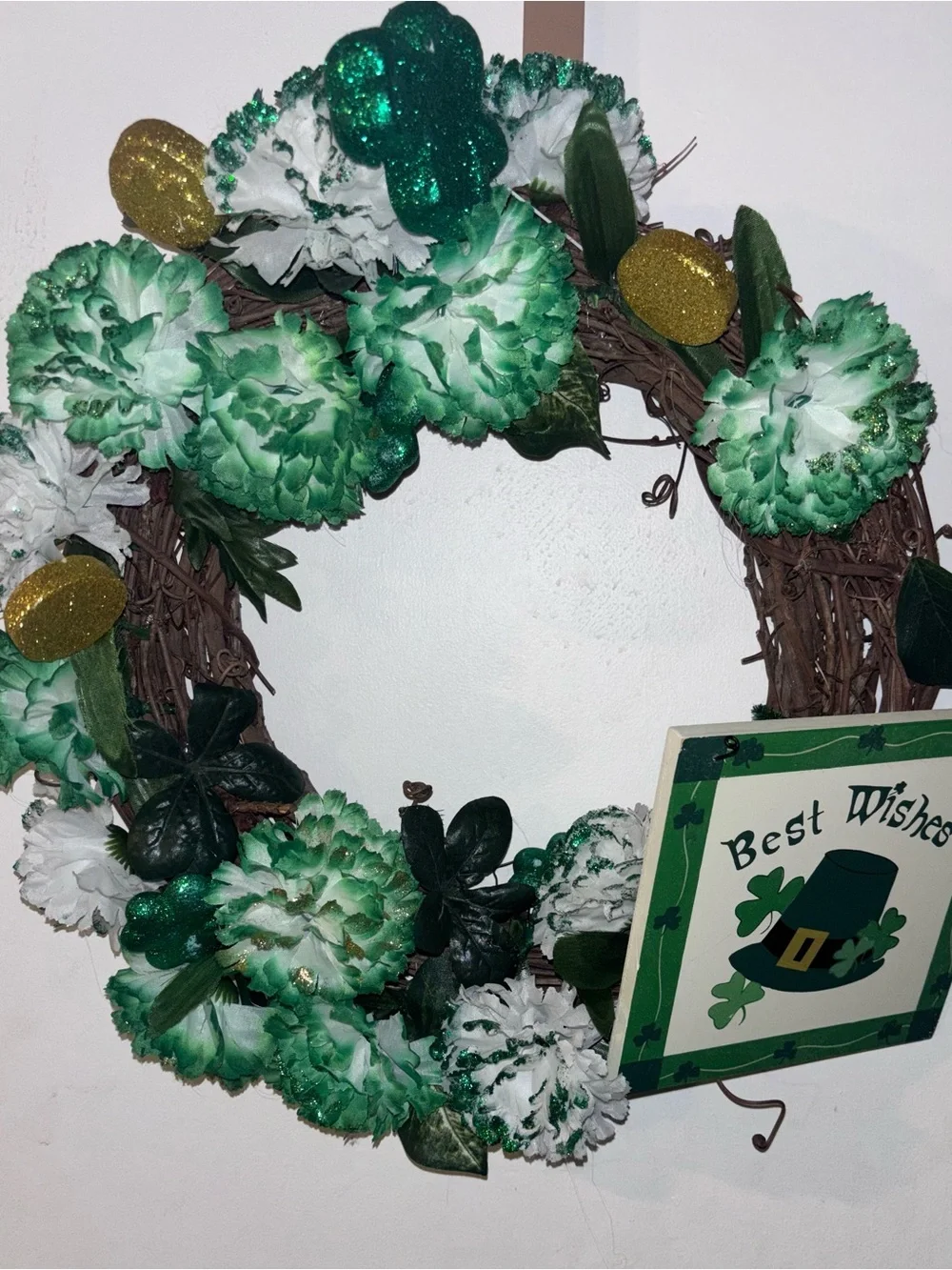 St. Patrick's Day Green Floral Wreath - Holiday Home Decor